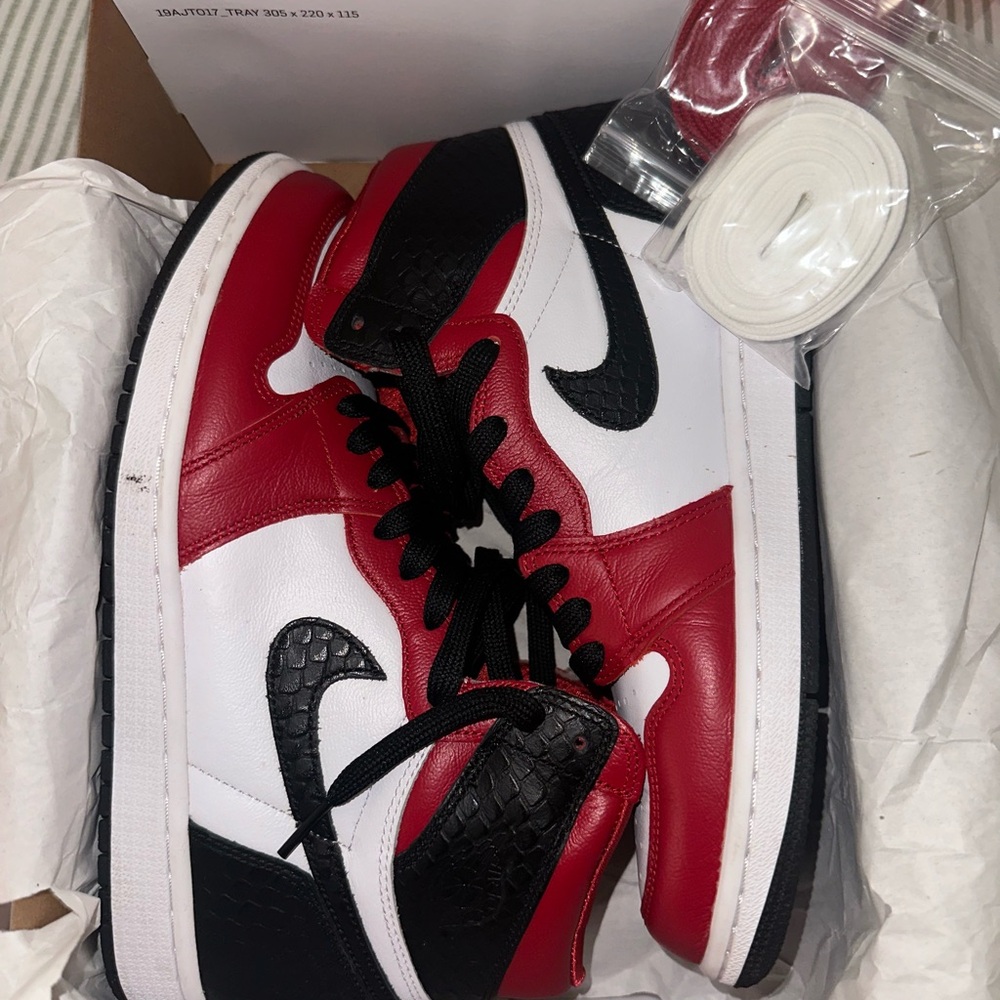 Nike Air Jordan High Retro Snake Satin Red and Black High-Top Sneakers